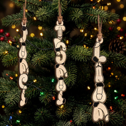 Custom Name With Naughty Gag Gifts, White Elephant Party - Personalized Ornament