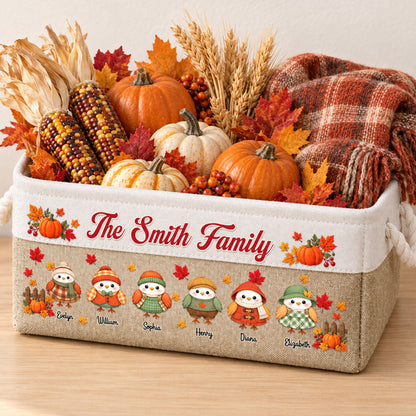 Fall Birds Thanksgiving Decoration - Personalized Storage Basket