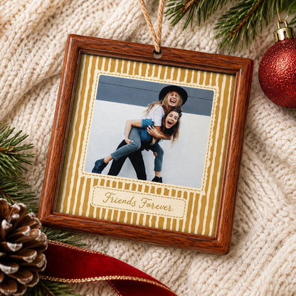 Best Friend Custom Photo - Christmas Gifts For Bestie, Sister - Vintage Stripe - Personalized Ornament