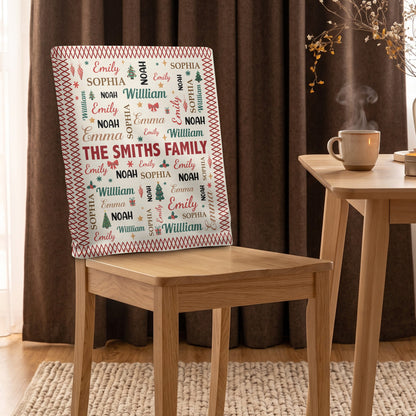 Family Name Word Christmas Theme - Personalized Chair Back Cover