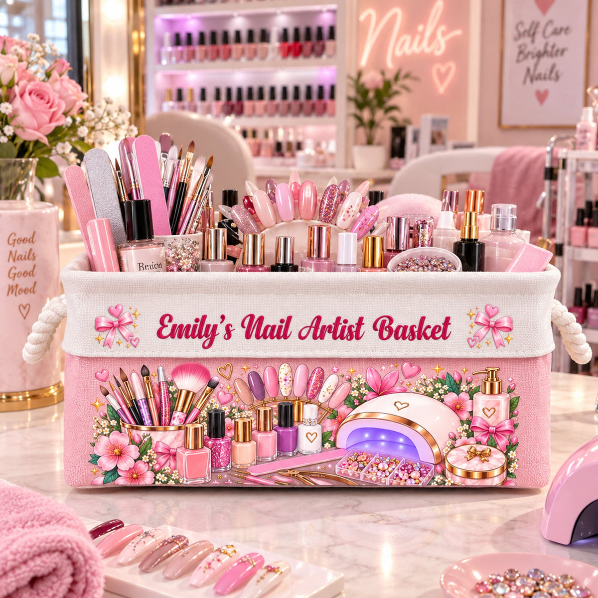 Nail Artist Basket Storage With Handles For Nail Artist - Personalized Storage Basket