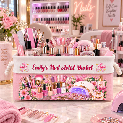 Nail Artist Basket Storage With Handles For Nail Artist - Personalized Storage Basket