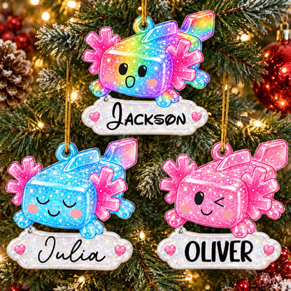 2D Printed Custom Axolotl & Name For Kids 2026 Trendy - Personalized Ornament