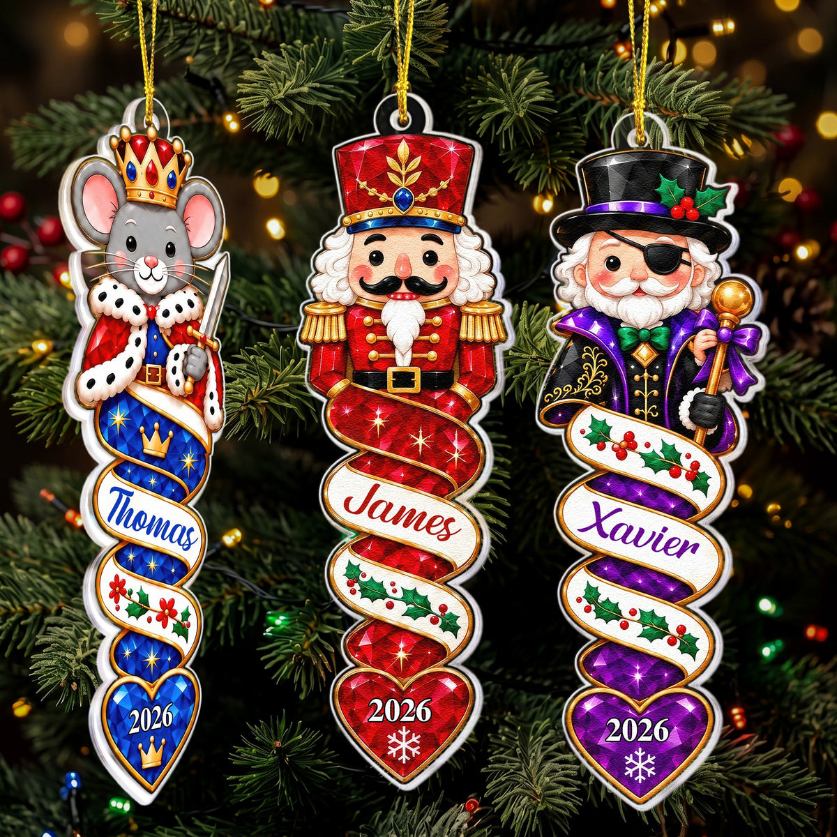 Family Nutcracker Christmas Spiral Ornament Gift For Kids - Personalized Ornament