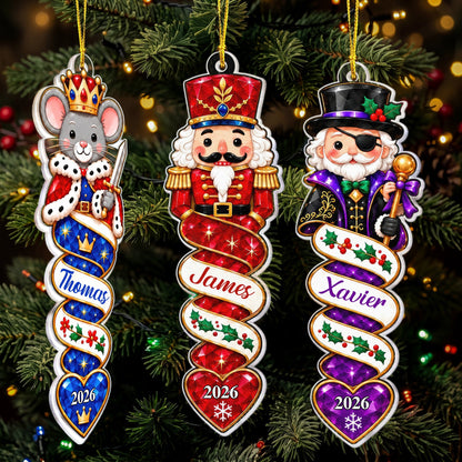 Family Nutcracker Christmas Spiral Ornament Gift For Kids - Personalized Ornament