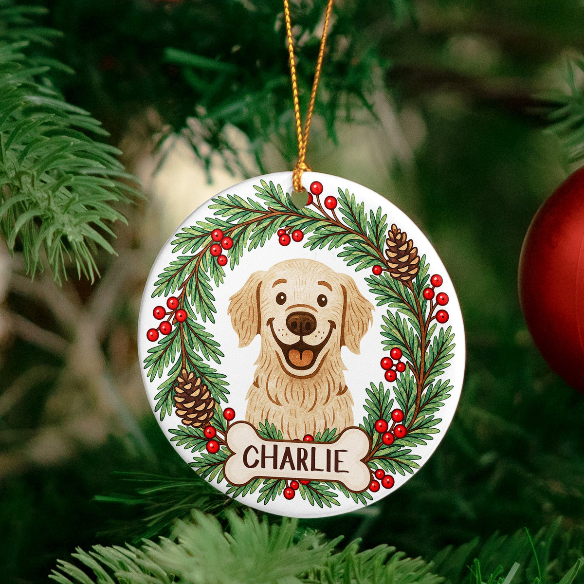 Custom Pet Portrait Christmas Decor - Personalized Ornament