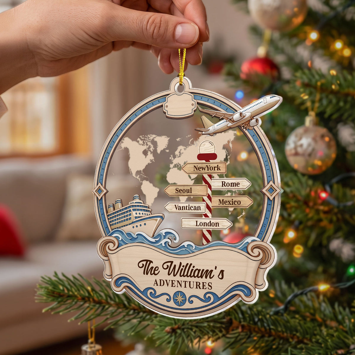 Cruise And Plane Adventures - Personalized Ornament