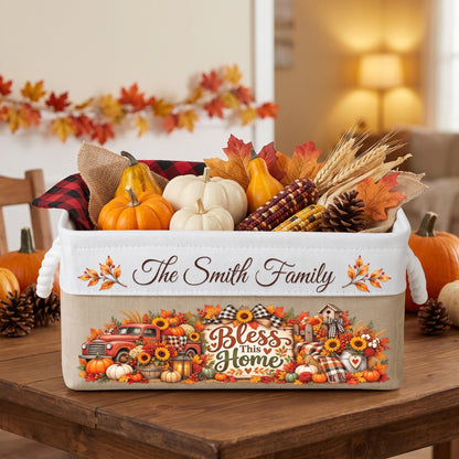 Custom Thanksgiving Fall Season Decorations For Family House, Farm House - Personalized Storage Basket