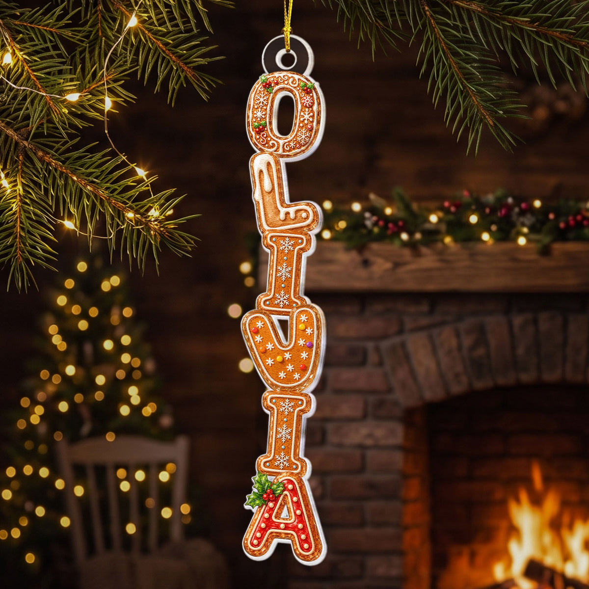 Custom Acrylic Family Name Christmas Cookie Letters - Personalized Ornament