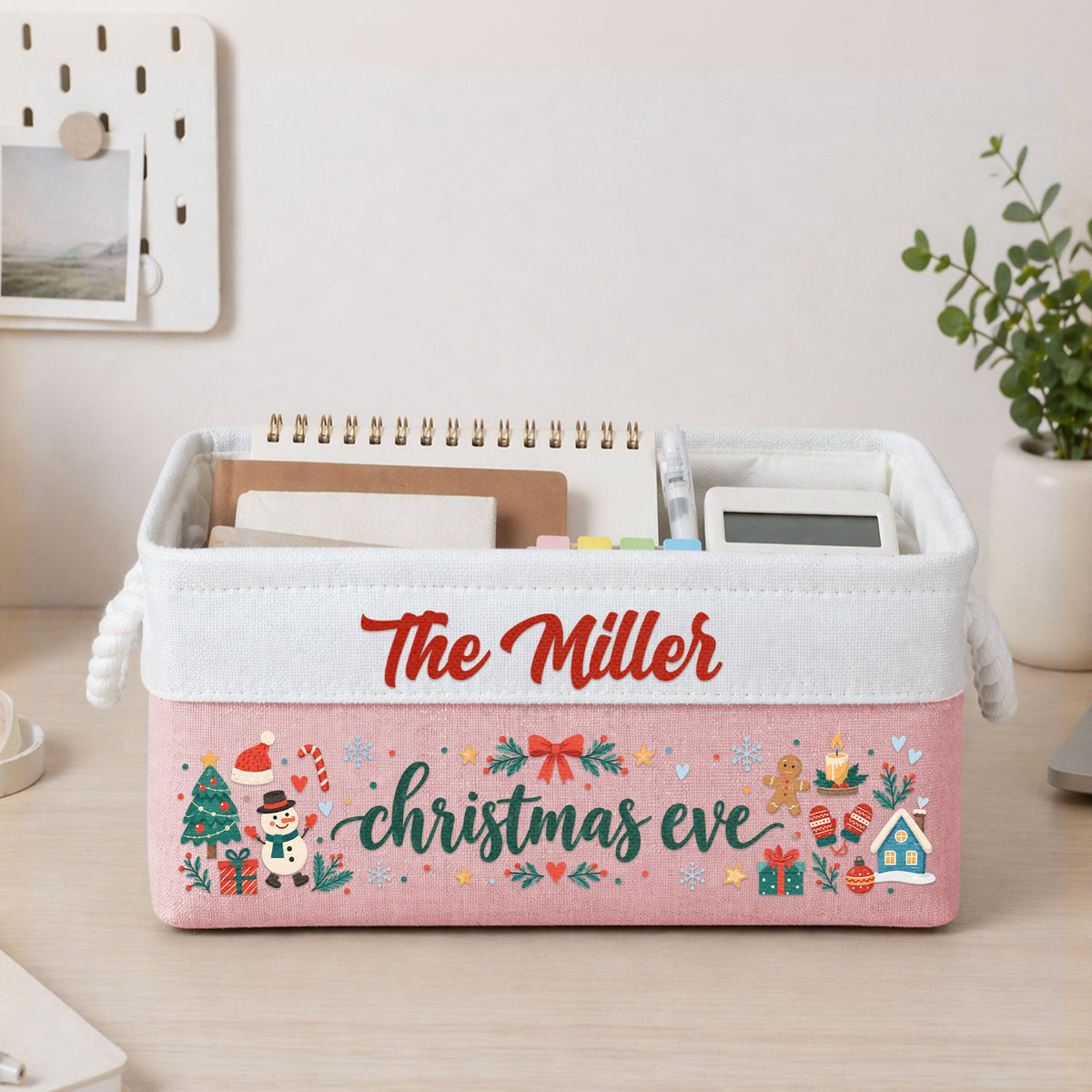 Family Christmas Eve Grandparents & Kids, Couples, Siblings - Personalized Storage Basket