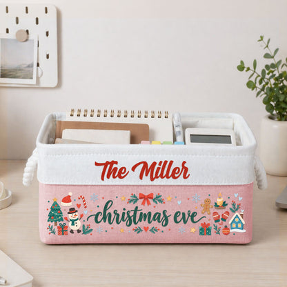 Family Christmas Eve Grandparents & Kids, Couples, Siblings - Personalized Storage Basket