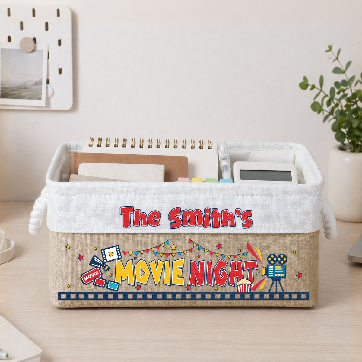 Family Movie Night Gift For Family Couple Friends - Personalized Storage Basket