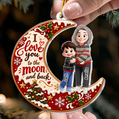 Grandma Hugging Love You To The Moon And Back - Personalized Ornament