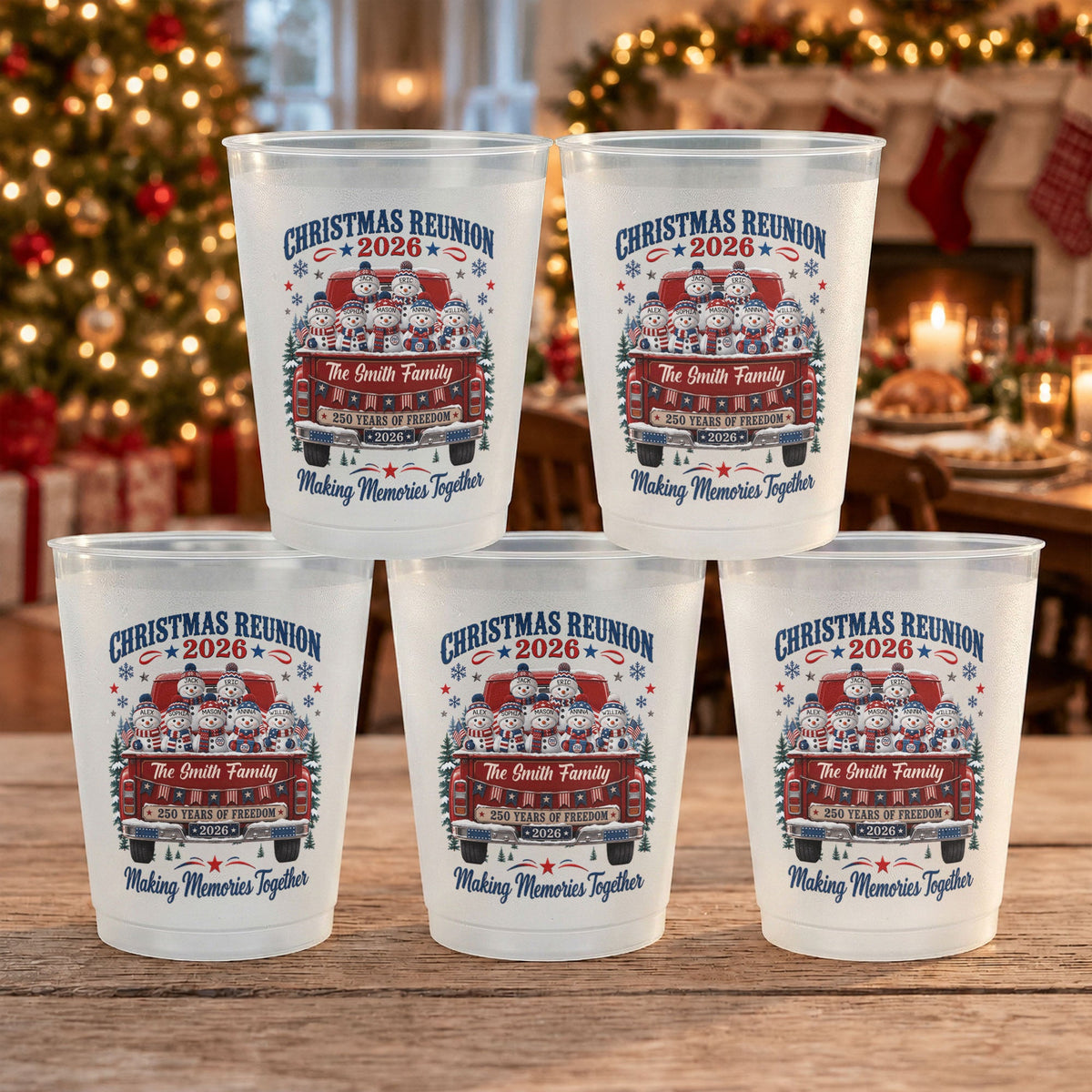 America 250th Anniversary Christmas Party Gathering Family, Grandparents - Personalized Cups
