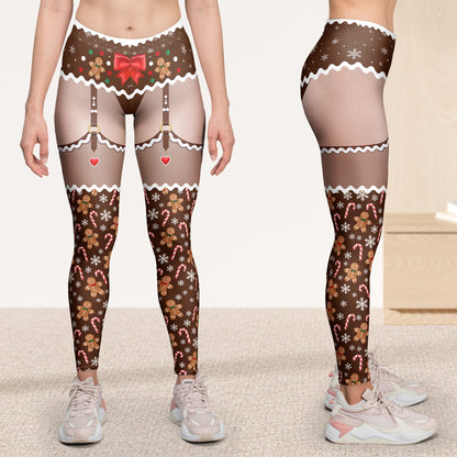 Funny Santa Nice List Pants, Holiday Gag Gift, Cute Xmas Characters - Personalized Leggings