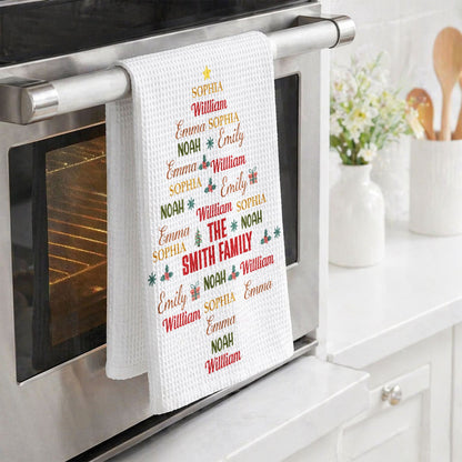 Custom Family Name For Christmas Family Party, For Grandparents - Personalized Kitchen Towel