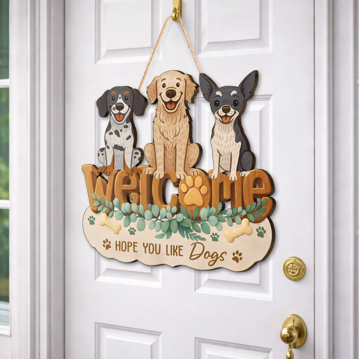 Custom Hope You Like Dogs Welcome Sign - Personalized Wood Sign
