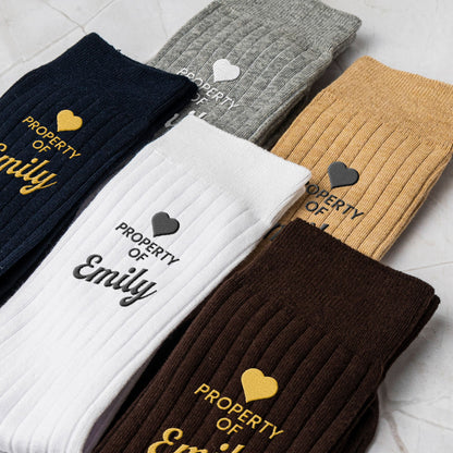 Property Of Wife, Girlfriend Anniversary Valentine's Day Gifts For Husband, BF - Personalized Socks