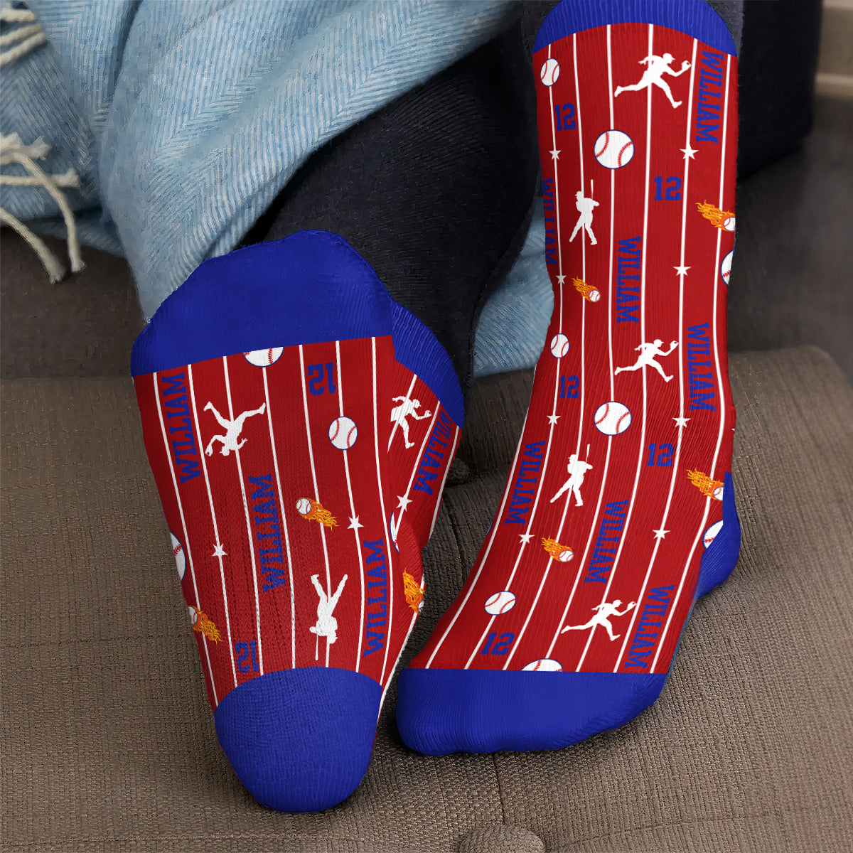 Custom Name & Number For Baseball, Softball, Soccer, Football, Hockey Lover - Personalized Socks
