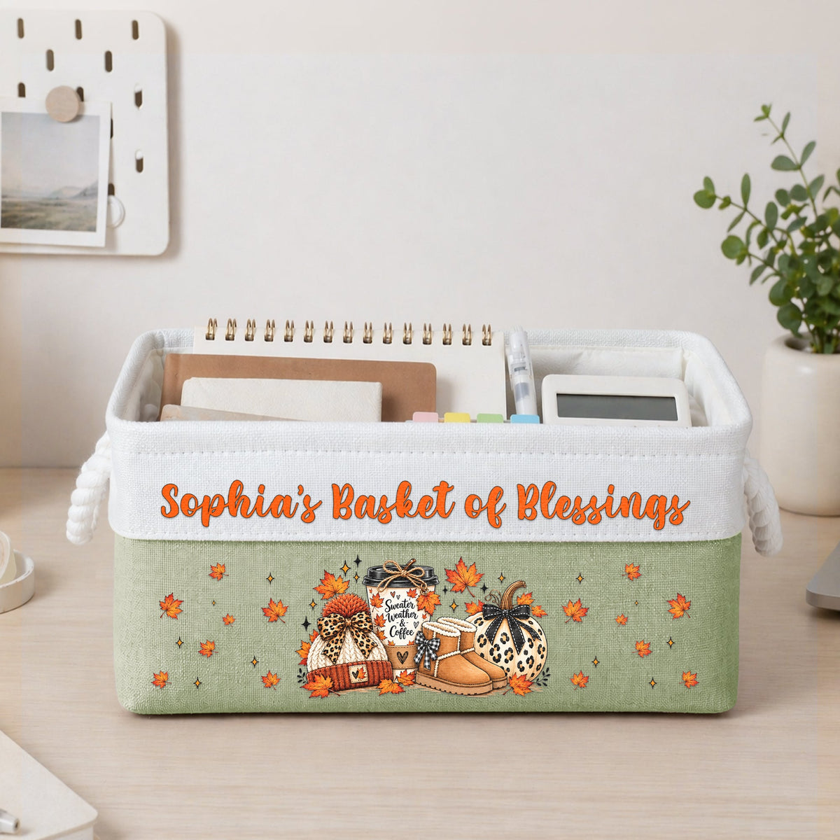 Thanksgiving Fall Season Decoration - Personalized Storage Basket