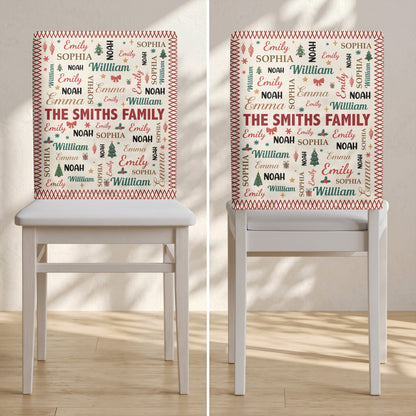 Family Name Word Christmas Theme - Personalized Chair Back Cover