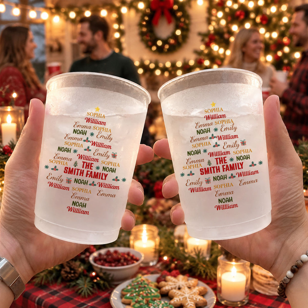 Custom Family Name For Christmas Family Party, For Grandparents - Personalized Cups