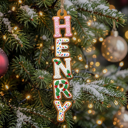 Custom Family Name Sprinkled Sugar Christmas Cookie - Personalized Ornament