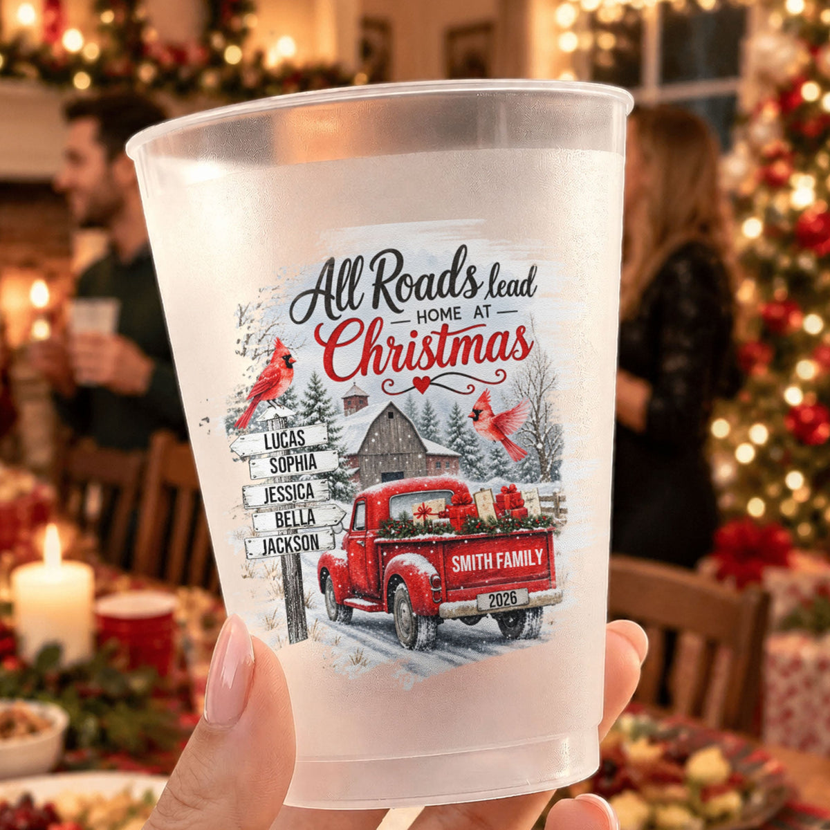Christmas Party Reunion - Family, Grandparents, Grandkids Xmas Party Gathering - Personalized Cups