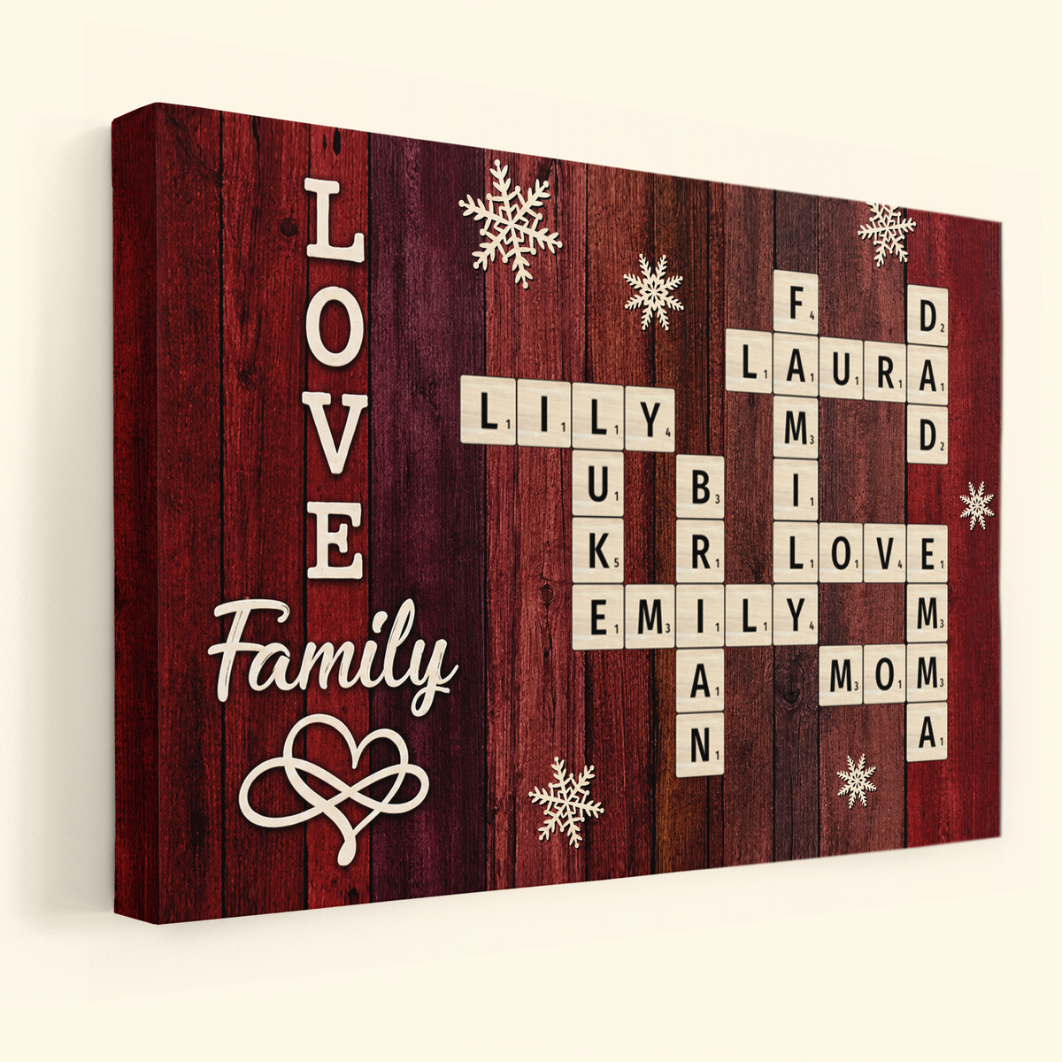 Family Love Custom Scrabble Vintage Christmas Gifts - Personalized Canvas