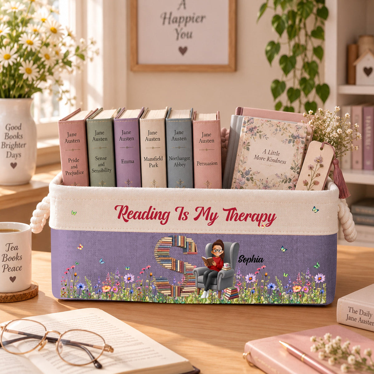 Just A Girl Who Loves Books Gift For Book Lover, Bookworm - Personalized Storage Basket