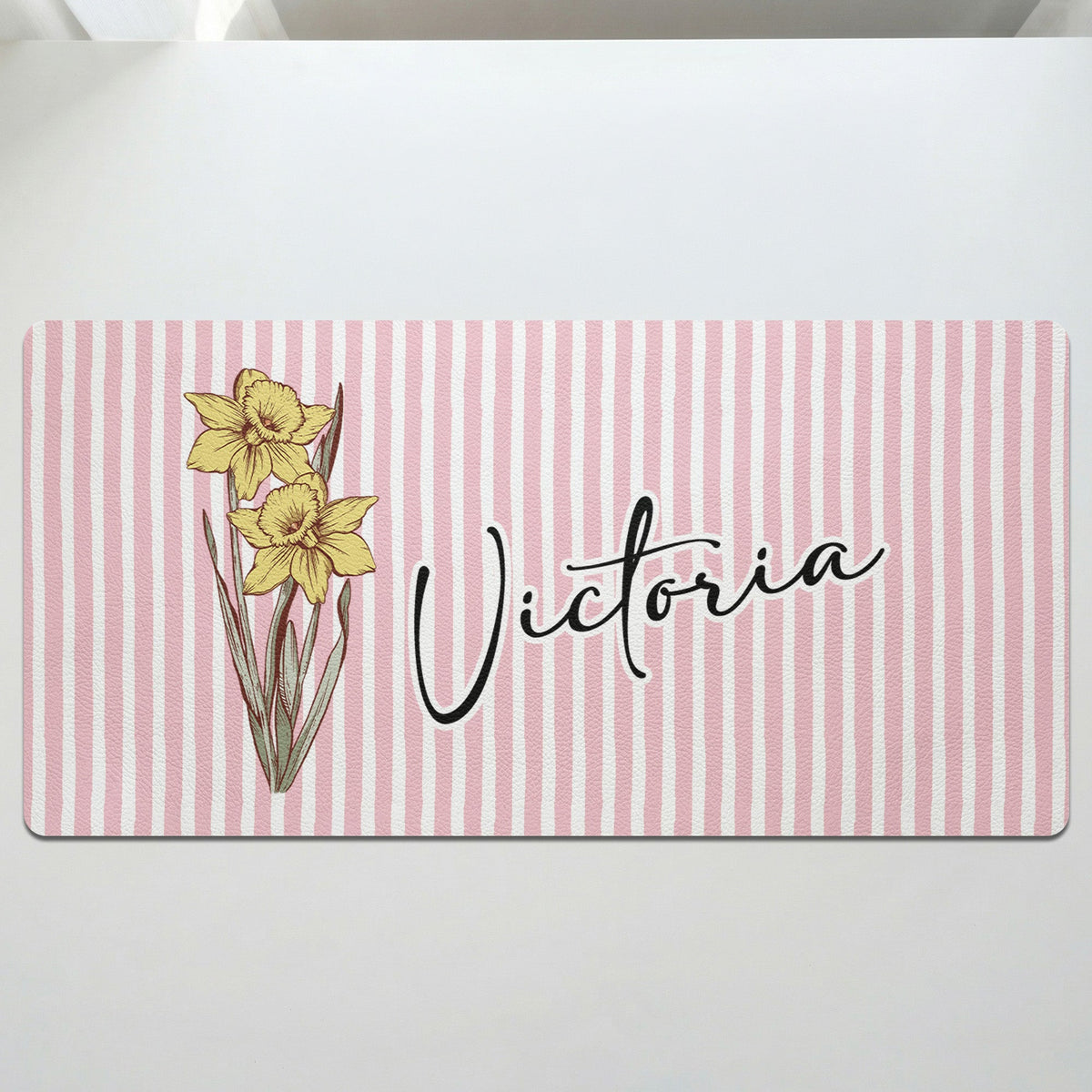 Custom Name & Birth Flower Gift For Her - Personalized Desk Mat