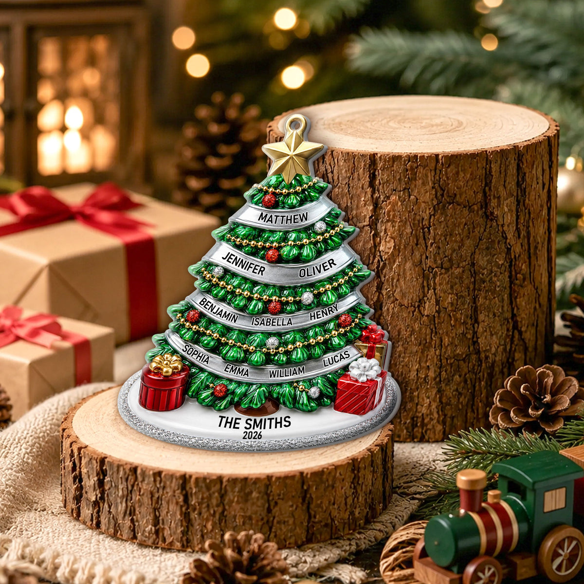 Custom Name Christmas Tree Gifts For Family, Friends, Coworkers 3D Relief Ornament - Personalized Ornament