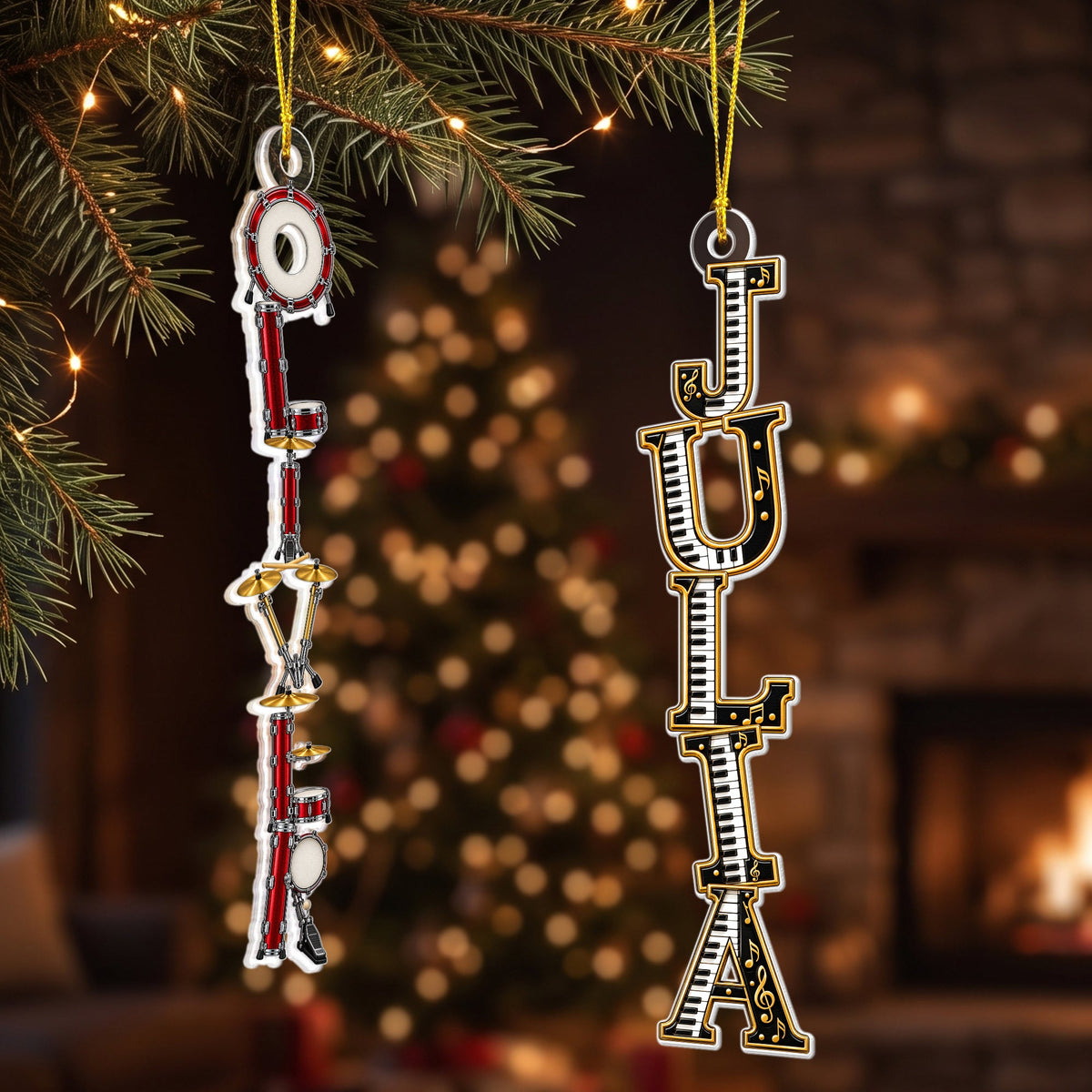 Custom Letter With Name For Music Lover, Him, Her - Personalized Ornament
