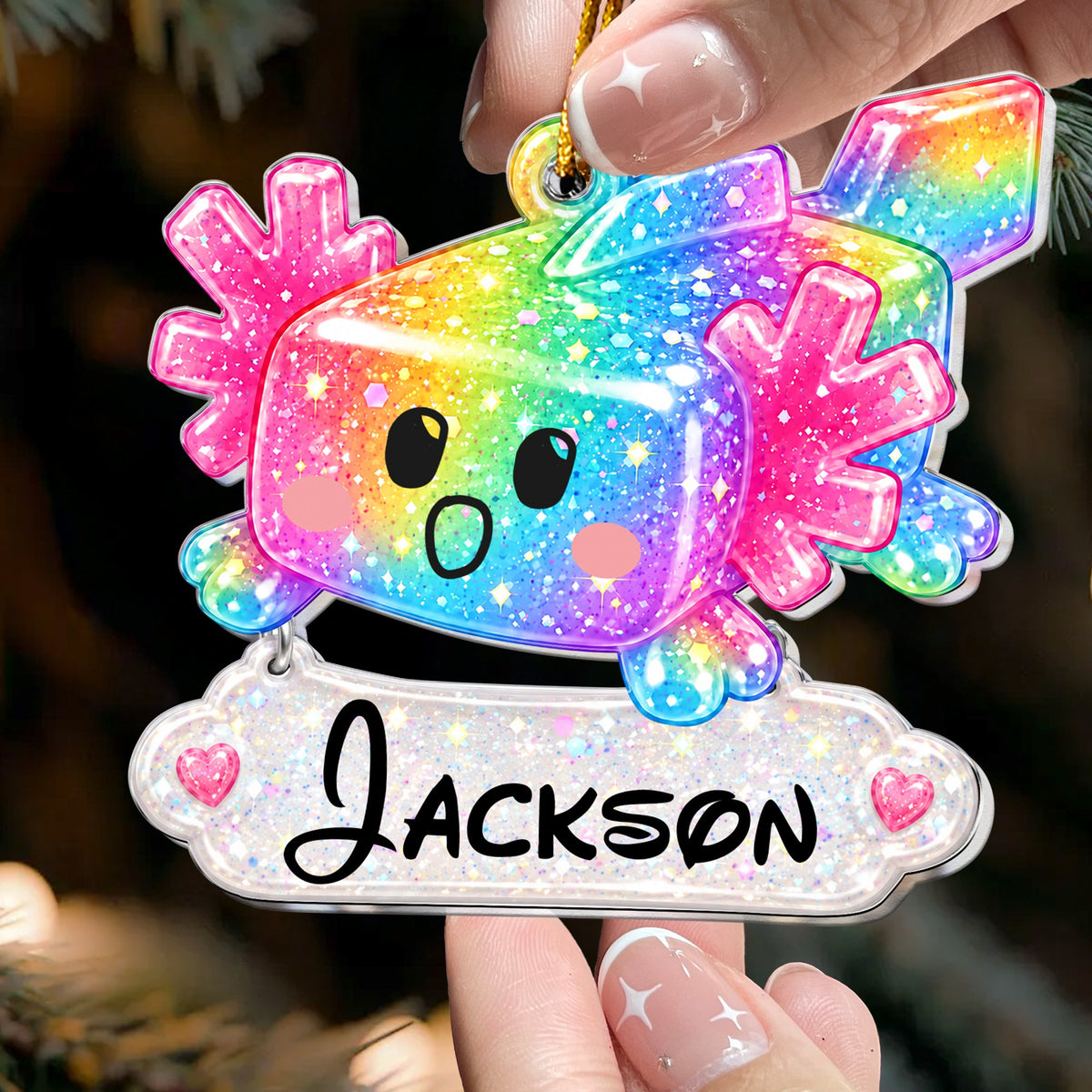 2D Printed Custom Axolotl & Name For Kids 2026 Trendy - Personalized Ornament
