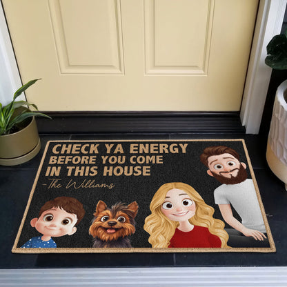 Check Ya Energy - 3D Family Version - Personalized Doormat