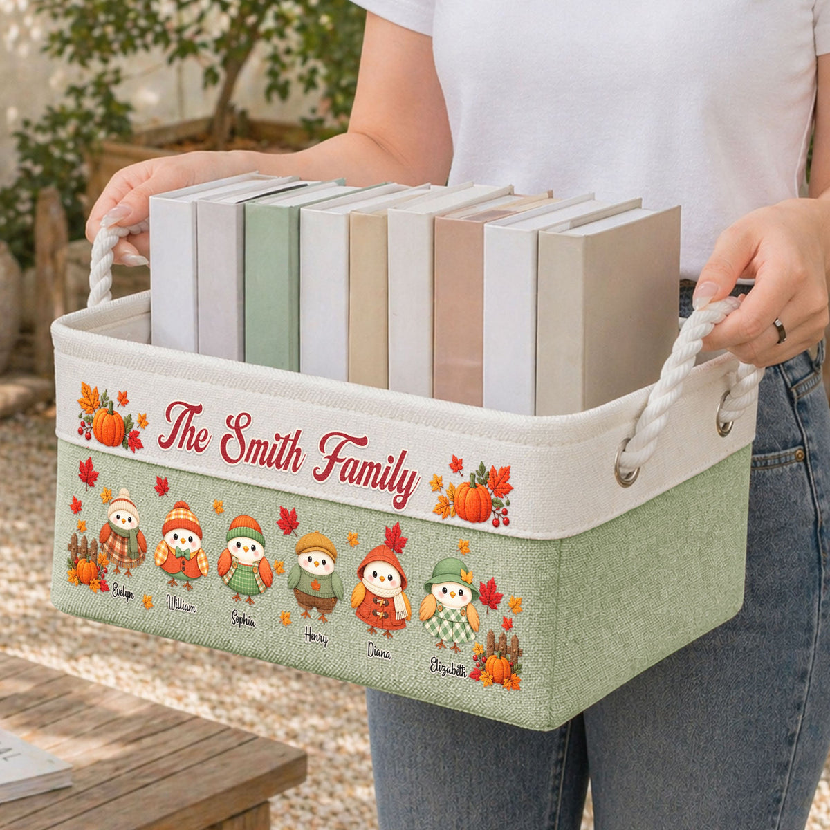 Fall Birds Thanksgiving Decoration - Personalized Storage Basket