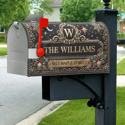 Custom Family Name & Address Christmas Theme - Personalized Mailbox Cover