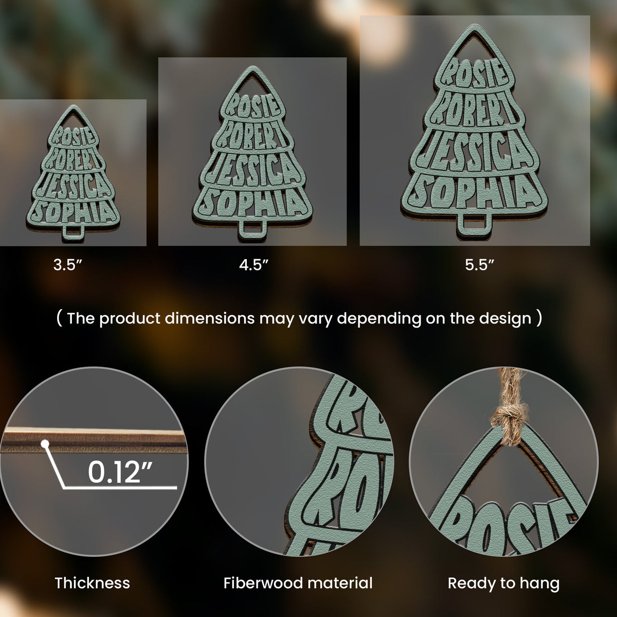 Family Names Christmas Tree Shape - Personalized Ornament