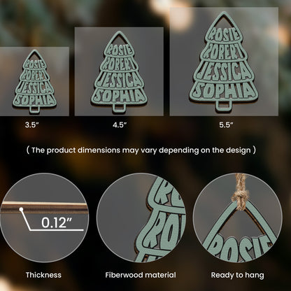 Family Names Christmas Tree Shape - Personalized Ornament