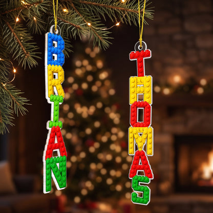 Custom Name In Lego Puzzle - For Kids, Lego Lovers - Personalized Ornament