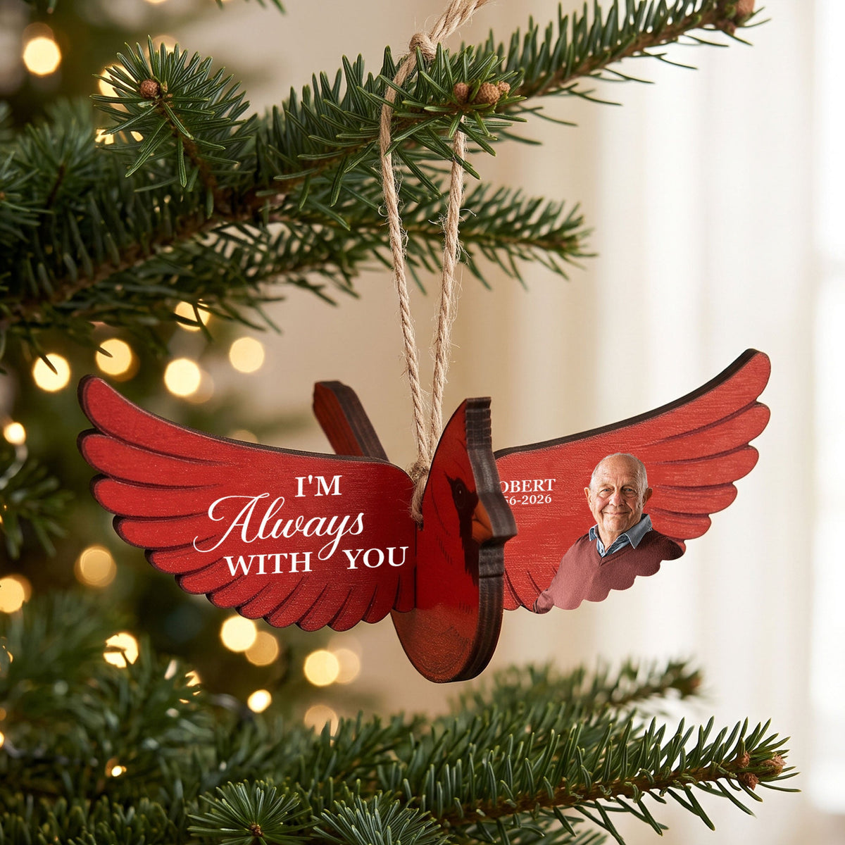 Always With You Memorial Custom Photo Caridnal Bird Humming Bird Butterfly - Personalized Ornament