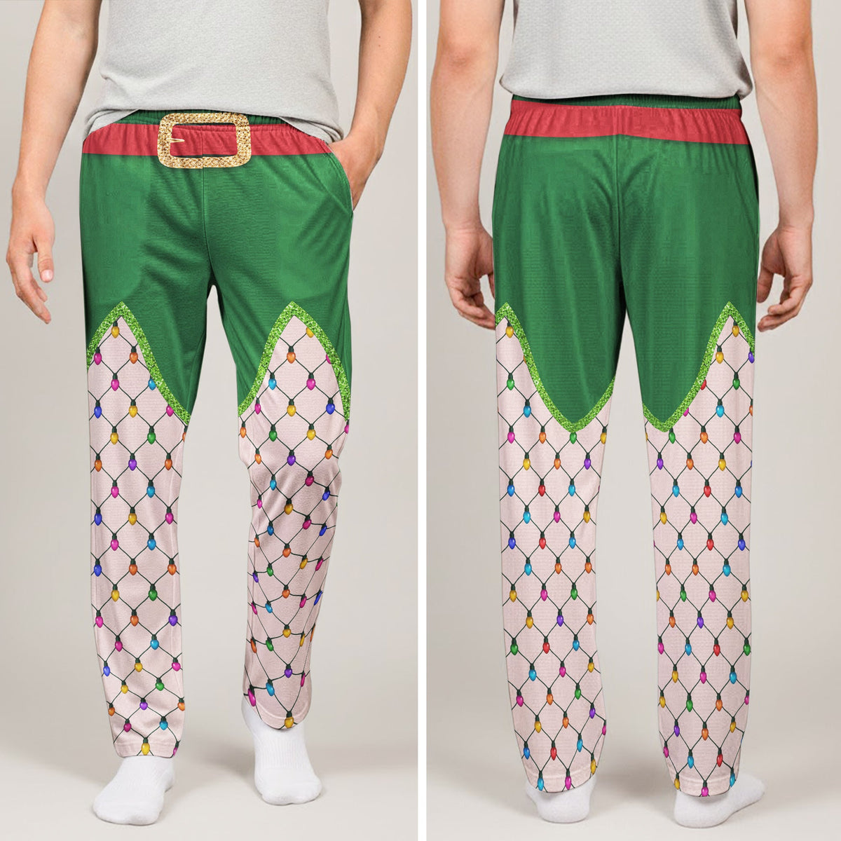 Funny Christmas Outfits, Fishnet Tights Xmas - Personalized Lounge Pants