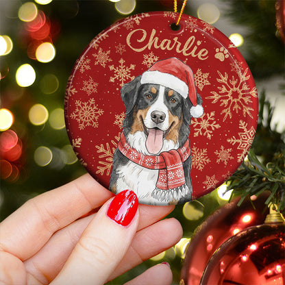 Custom Pet Portrait Watercolor Art Snowflake Christmas - Personalized Ornament