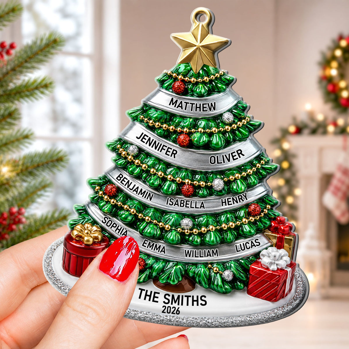 Custom Name Christmas Tree Gifts For Family, Friends, Coworkers 3D Relief Ornament - Personalized Ornament