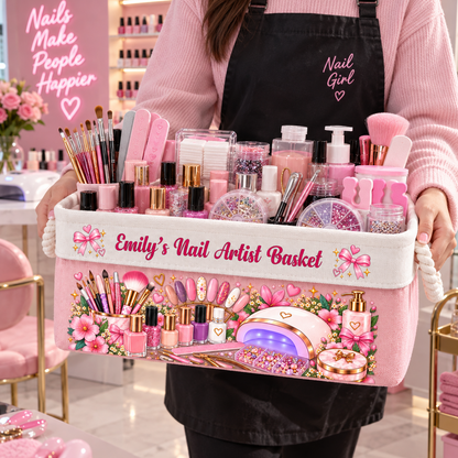 Nail Artist Basket Storage With Handles For Nail Artist - Personalized Storage Basket