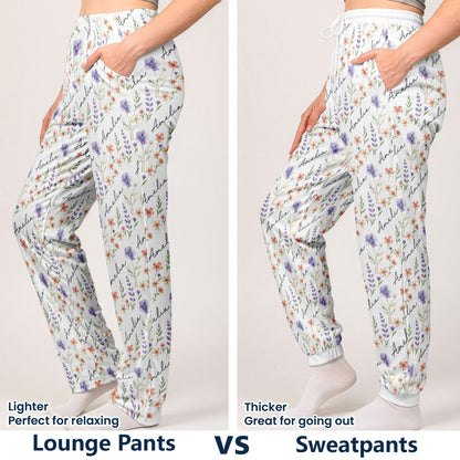 Custom Name & Birth Flower Gifts For Her, Friends, Sisters, Daughters - Personalized Lounge Pants