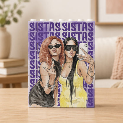 Turn Your Photo Into Watercolor Art - Best B*Tches Friendship Gifts - Personalized Building Blocks