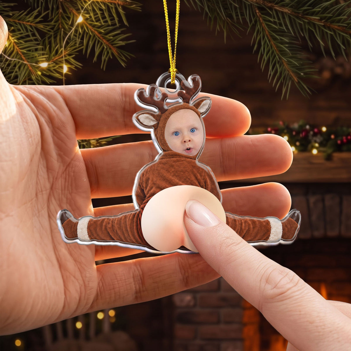 Funny Custom Face 3D Squishy Butt - For Coworker, Boss, Friends, Family - Personalized Ornament