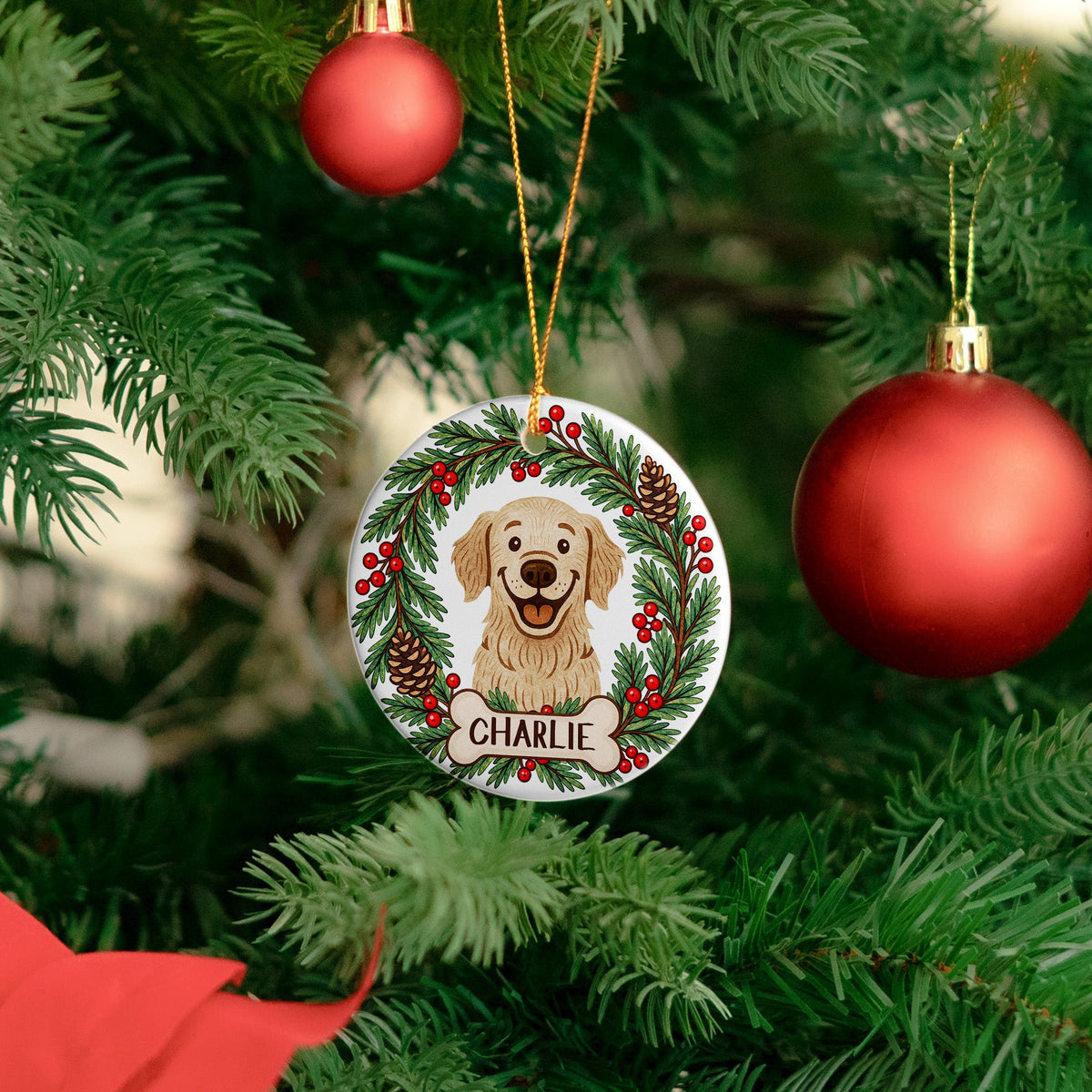 Custom Pet Portrait Christmas Decor - Personalized Ornament