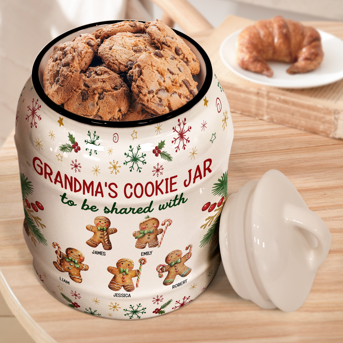 Grandma's Cookie Jar To Be Shared With Christmas Gift For Her, Grandma, Nana - Personalized Cookie Jar